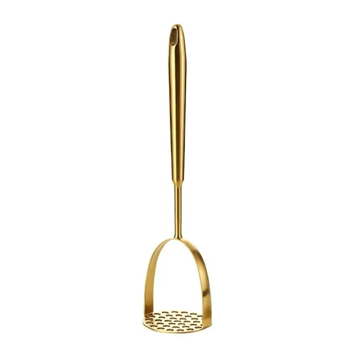 Potato Masher, Dual Arc for Easy, Labor-Saving Mashing, Stainless Steel, Sturdy and Durable One-Piece Potato Press, Dishwasher Safe, for Potatoes and More(Gold)