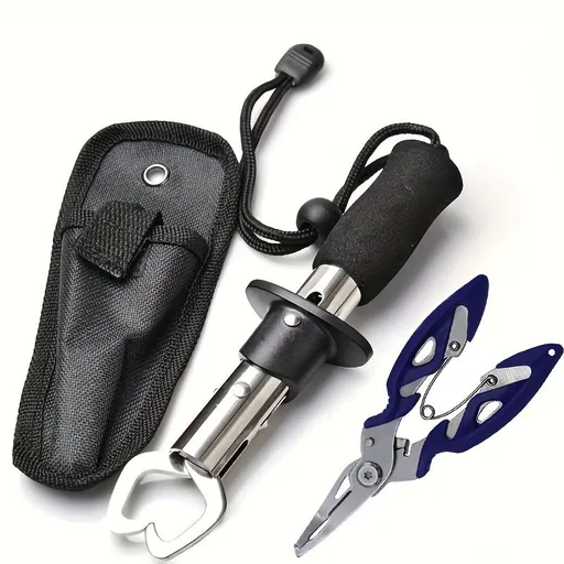 Fishing Tool Kit, Fish Gripper Stainless Steel Fish Plier with Carry Bag for Fresh and Saltwater Fishing