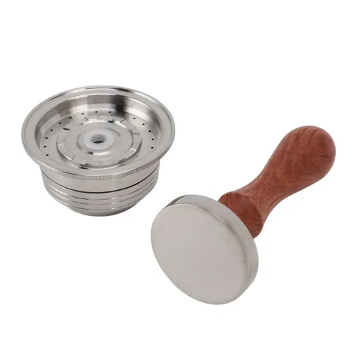 Reusable Coffee Capsule 304 Stainless Steel Refillable Coffee Filter Pod with Tamper Brush and Spoon for Coffee Makers