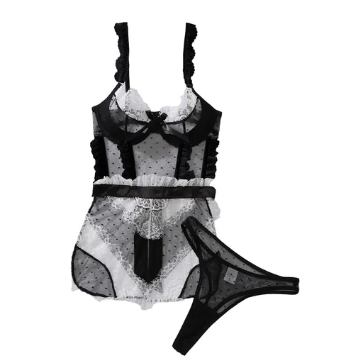 House Of Dasein Hollow Out Backless No Take Off Seductive Jumpsuit With Steel Ring - Black And White - L