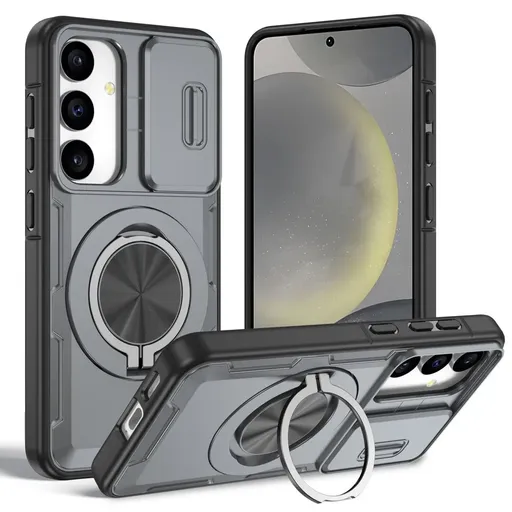 2-in-1 Magnetic Sliding Lens Case, Grey for Samsung S25