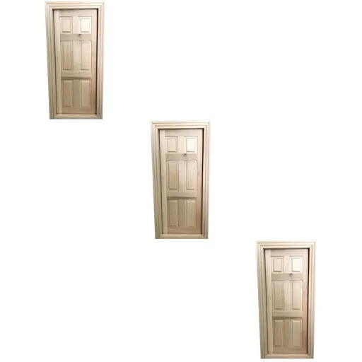 3 Piece Wood Miniature Dollhouse Furniture Set Accessories for Door Decoration and Craft Projects