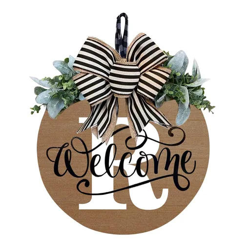 Initial Last Name Year Round Front Door Wreath, Welcome Sign Garland with Bow & Eucalyptus, Personalized Creative 26 Letter Farmhouse Wreath for All Seasons R