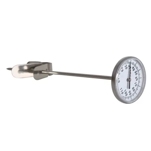 Milk Frothing Thermometer, Adjustable Hanging Beverage Thermometer Water Proof Stainless Steel for Coffee Tea Meat Candy BBQ Sensitive Probe Temperature Gauge Tool