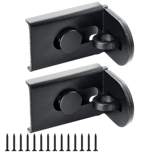 2 pack Sliding Door Lock, 90 Degree Door Hasp Latch Lock, Stainless Steel Security Right Angle Padlock with Screws for Push/Sliding/Barn Doors (black, small)