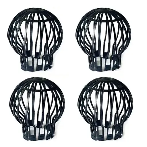 4 Pack Flexible Plastic Downspout Guards with Leaf and Debris Strainers for Gutters, Drain Pipes and Outdoor Drainage, Black