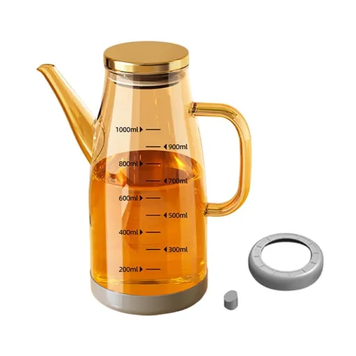 Oil Dispenser Bottle with Drip Free Spout, 34OZ Glass Olive Oil Dispenser Bottle for Kitchen, Food-grade Oil Vinegar Dispenser Container Bottles for Cooking Kitchen Gadgets (1000ML)