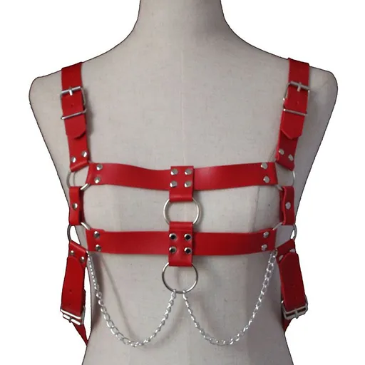 AX Punk PU Cross Strap for Men and Women Red