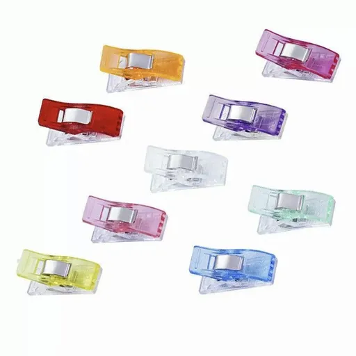 50Pcs Sewing Quilting Clips Wonder Craft Fabric Clamp DIY Colourful or Clear Option - Colourful