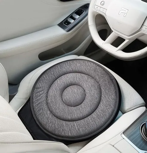 Grey 360° Swivel Car Seat Cushion – Portable Rotating Transfer Aid for Elderly, Pregnant Women & Mobility Support
