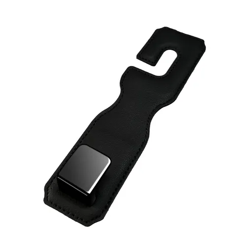 Black Premium PU Leather Car Headrest Hooks (Set of 4) - Stylish Seat Back Organizer Hangers