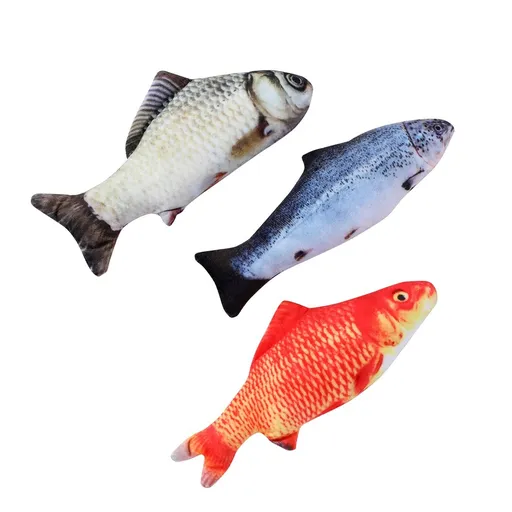 YES4PETS 3 X Real Fish Printed Kitten Cat Catnip Toy 20 cm