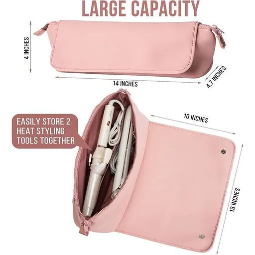 Hair Tools Travel Bag and Heat Resistant Mat for Flat Irons, Straighteners, Curling Iron, and Haircare Accessories, 2-in-1 design