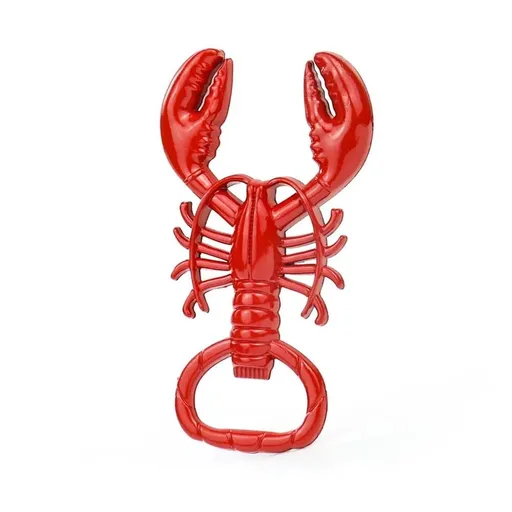 Lobster Design Corkscrew and Bottle Opener, Portable Metal Tool for Wine, Beer and More, Small, Red
