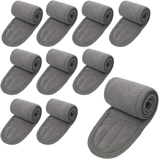 Spa Headband Facial Headbands Makeup Hair Band Washing Face Thick Terry Cloth Head Band for Yoga Sport Shower Adjustable Length Elastic Stretch (10 Pack)