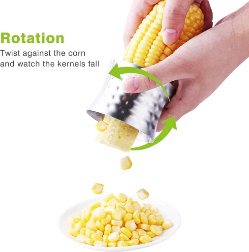 Corn Stripping Tool, Stainless Steel Corn Stripper Peeler, Slicer, Cutter, Remover, Corn Zipper Serrated Blade with Non-Slip Grip