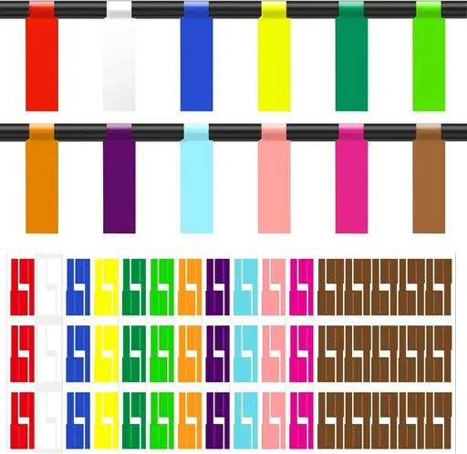 360 Piece Self Adhesive Cable Label Set, Waterproof Handwriting Tags for Wire Identification, 12 Colors