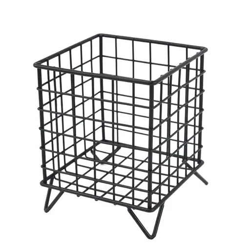 Storage Basket Stainless Steel Mesh Open Design Storage Container for Home Office Dorm Black