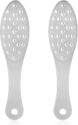 2 Pcs Foot Scraper Pedicure Metal Foot File Callus Remover for Feet Double Sided Foot Exfoliator Tool Set Foot Scrubber Professional Foot Rasp Scrubber for Wet Dry Skin Heel(Silver)