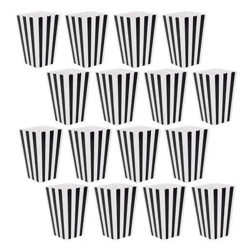 32-Piece Popcorn Baskets Party Paper Bowls Black Striped Pattern Disposable Snack Holders