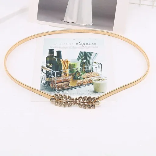 Waist Belt Gold Skinny Metal Waist Chain Elastic Dress Belt Leaves Waistband Jewelry for Women and Girls