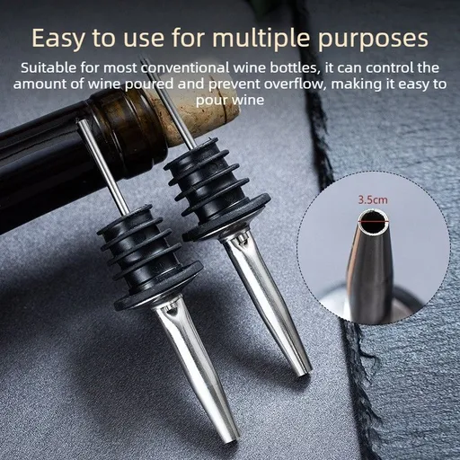2‑Pack Wine Bottle Pour Spout Stopper, Reusable Liquor Oil Dispenser Spout for Standard Wine & Spirit Bottles