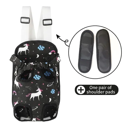 Portable Pet Front Chest Backpack for Small Dogs and Cats – Hands-Free Travel Carrier with Adjustable Straps, Breathable Mesh, and Padded Shoulder Pads for Comfortable Outdoor Adventures (XL, Black)