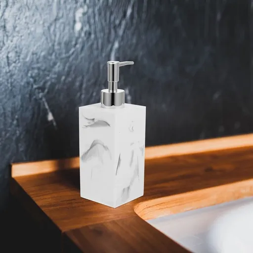 Refillable Marble Pattern Soap Dispenser with Pump for Shampoo Conditioner and Lotion in White