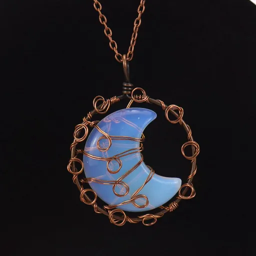 Handmade Natural Quartz Moon Necklace with Silver Chain - Ideal as an Original Gift