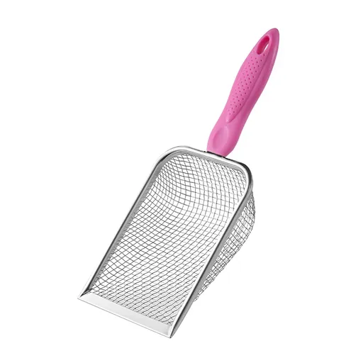 Beach Mesh Shovel for Shell Collecting, Kids Filter Sand Scooper for Picking Up Shells, Shark Tooth Sifter Dipper for Boys and Girls Pink