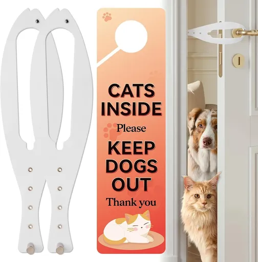 Cat Door Latch with 5 Adjustable Opening 2.5-6" - Cat Access Door Restrictor, Tool-Free Install, Helps Keep Dogs Out of Litter Box and Food, 2 Pack White