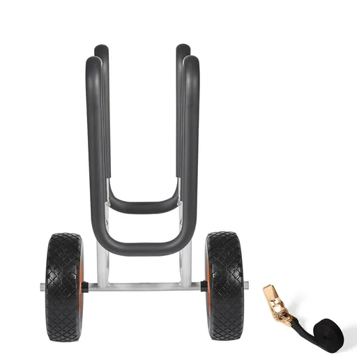 Kayak Cart, 68.0 kg Load Capacity, Stand Up Paddle Board Trolley with 25.4 cm Solid Rubber Tires & Kickstands, Paddle Board Carrier with Ratchet Strap for Paddleboard & Surfboard Transport