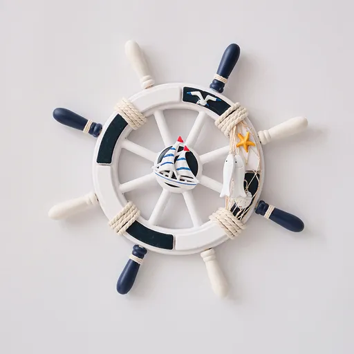Nautical Wooden Rudder Wall Decor - 34cm Coastal Home Decor Accent (Sailboat Rudder)