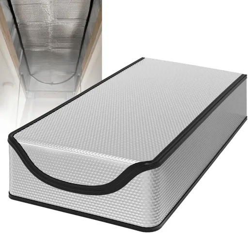 Extra Thick Attic Door Insulation Cover 25"x54"x11", Double Bubble Attic Stairs Insulation Cover for Pull Down Stair, Energy Saving Tent with Easy Access Zipper - Silver - Size 1Pack