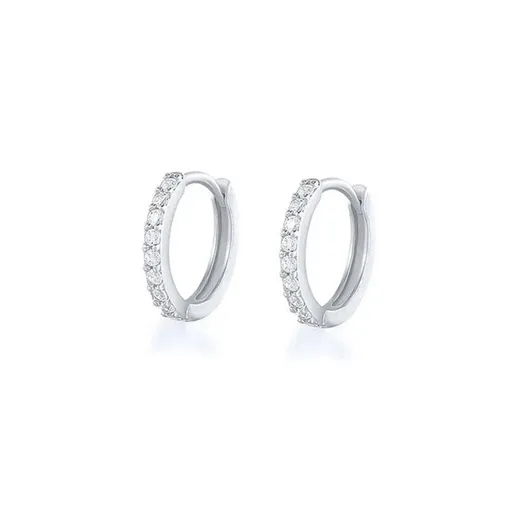 7sizes Hoop Earring Silver Zirconia Ear Huggie Hoop Cartilage Piercing Jewellery - Silver-9mm