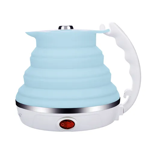 Electric Kettle Travel Foldable Food Grade Silicone Dual Voltage Blue