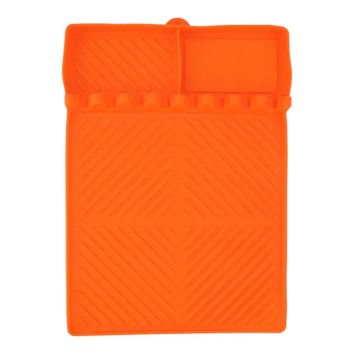 Grill Tools Mat Silicone 8 Slots 16x11.5in Anti Slip Heat Resistant Easy to Clean Griddle Accessories for Kitchen Cooking Orange