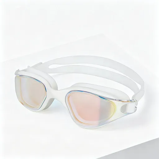 High definition silicone waterproof and anti fog adult swimming goggles,White Colorful