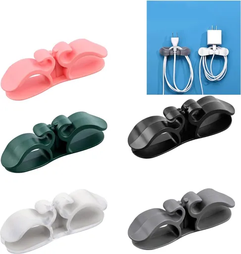 Cable Organizer - 5 Pieces - Cord Winder - Cable Winder - Self-Adhesive - Cord Organizer for Kitchen Appliances - For USB Cables, Wires, Mixers, Coffee Machines, Air Fryers & Kitchen Appliances - Suitable for Home, Office or Car