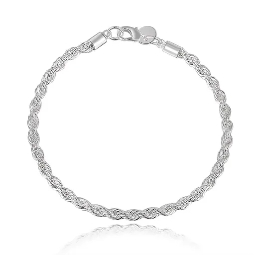 Silver jewelry European and American trendy jewelry popular hot selling jewelry 4MM flash twisted rope bracelet