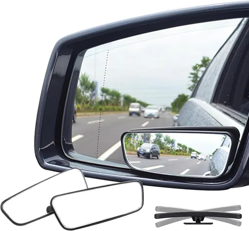 Rectangle Blind Spot Mirror, HD Glass ABS Housing Convex Wide Angle Rearview Blindspot Car Mirror for Car SUV and Truck (Framed, Pack of 2)