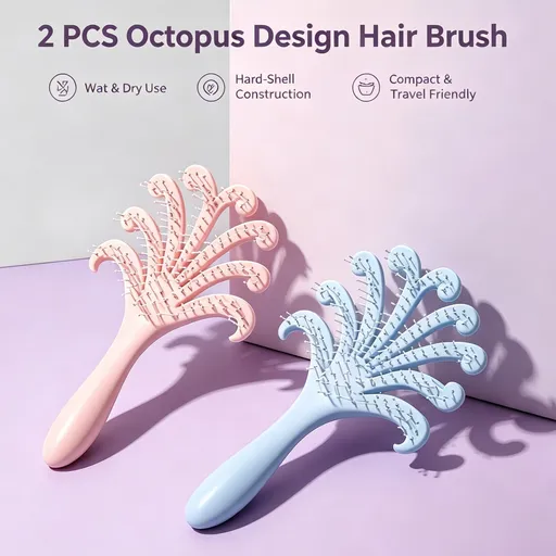 Light Pink & Light Blue Octopus Scalp Brush 2Pcs