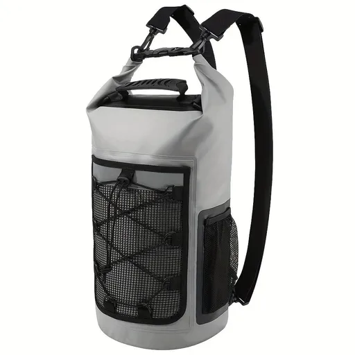 25L Large Capacity Waterproof Backpack Double Layer Rainproof Dry Wet Separation Abrasion Resistant Night Reflective for Outdoor Camping Kayaking Surfing Canyoning Daily Commute(GREY)