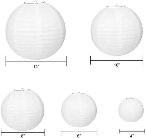 inese White Hanging Paper Lantern in 4” 6” 8” 10” 12” Great for Wedding and Party Decorations Durable and reusable