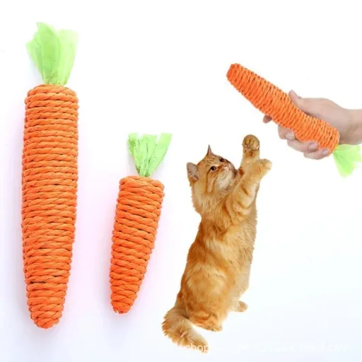 Pet rabbit toy Bunny Fun Chew Toy Rattan Grass Scratcher Climbing Play Carrot Toy for Small Animal-2pcs