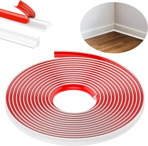 TPE Flexible Molding Trim, 6M Peel and Stick Moulding, Self-Adhesive Caulk Strip Quarter Round Trim,Baseboard Trim for Wall Corner Deco, Ceiling, Backsplash Tile Edge, Countertops(White,12 * 9MM)