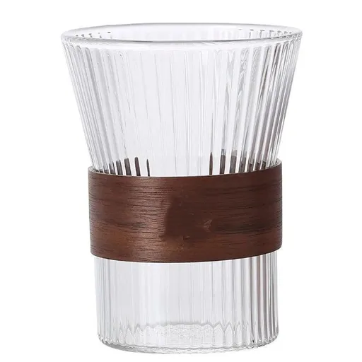 2 PCS Glass Coffee Mug 11.6oz with Bamboo Sleeve,Espresso Cups Drinking Cup set, Home Essential Glass Tumblers for Beer, Cocktail, Tea and Latte Clear
