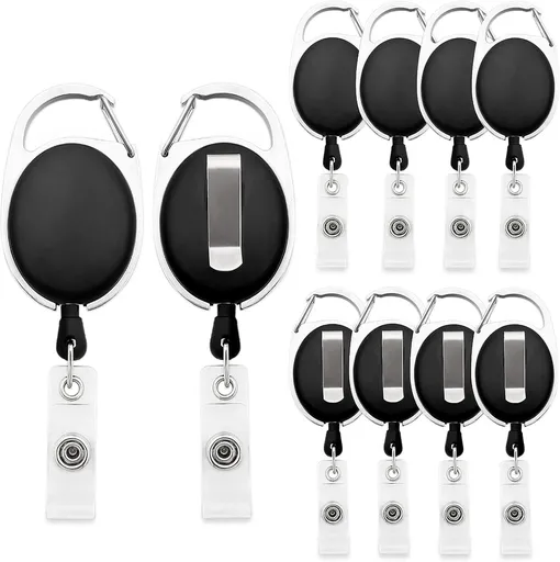 10Pcs Retractable ID Badge Holders ID Badge Reels with Belt Clip Retractable Badge Holders or Oice Worker Doctor Nurse (Black)