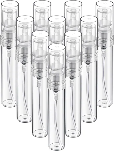 Mini Spray Bottle, 10 Pack 5ml Mini Plastic Spray Bottle Empty, ine Mist Reillable Mini Perume Bottle, Perume Atomizer, Small Sample Containers, Plastic Portable Travel Bottle, Clear