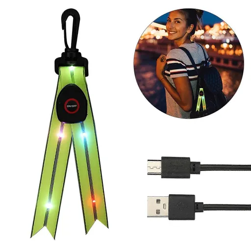 PVC Reflective Keychain, Waterproof LED Reflector Pendant Tag for Outdoor Sport security Gear